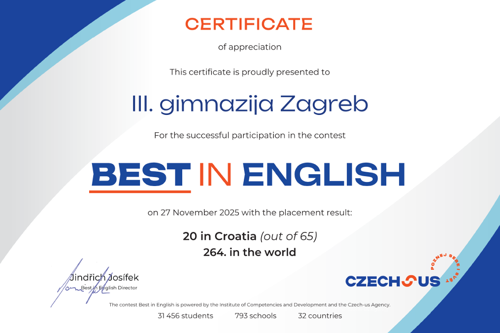 Podjela diploma iz “Best in English” natjecanja!